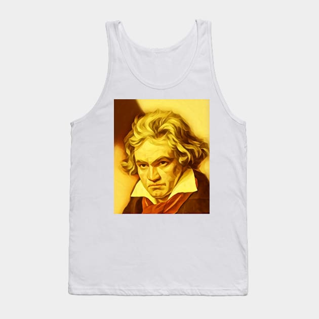 Ludwig van Beethoven Golden Colourful Portrait | Ludwig van Beethoven Artwork 8 Tank Top by JustLit